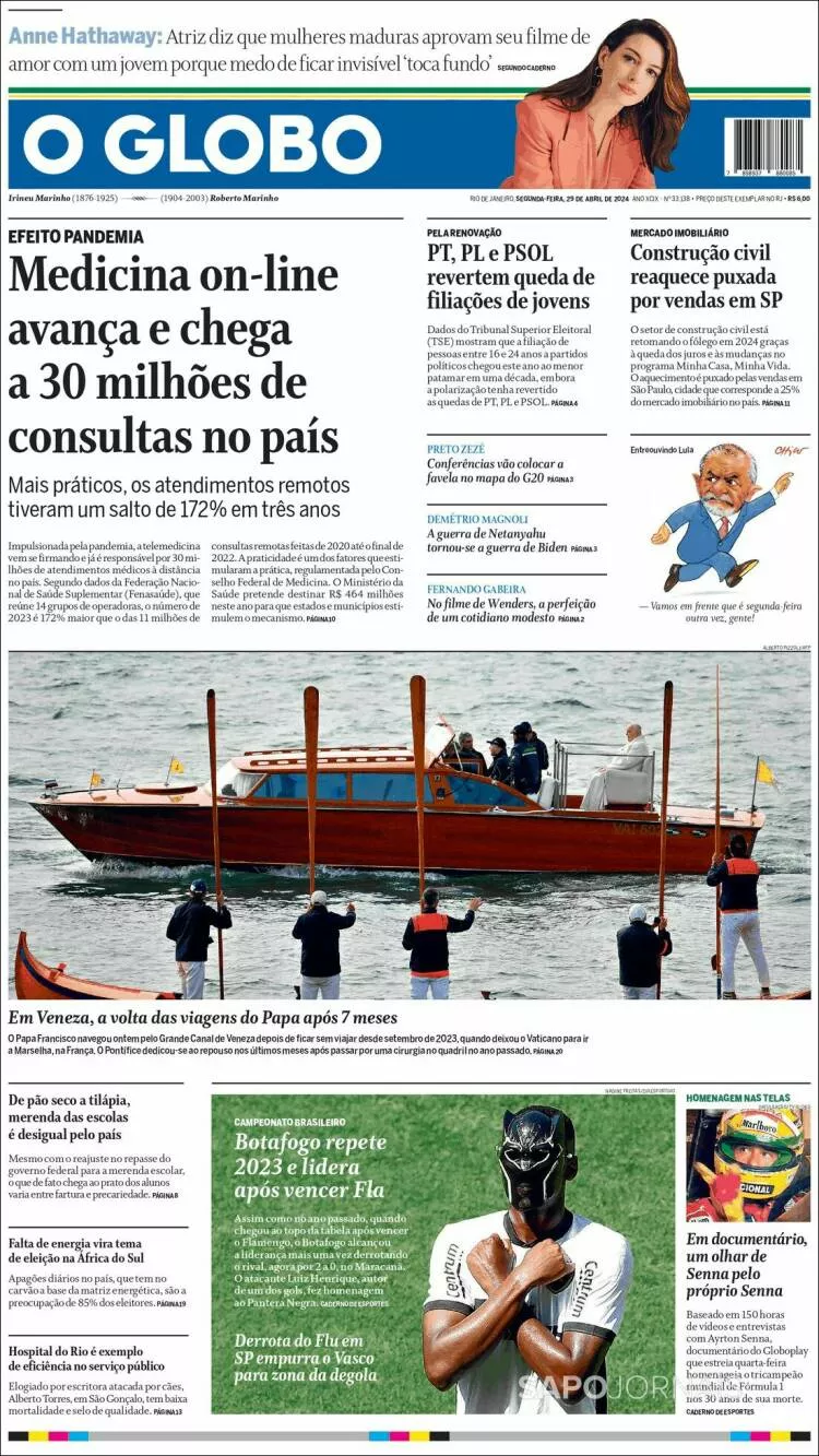 Prima-pagina-globo-oggi-edizione-del-2024-04-29