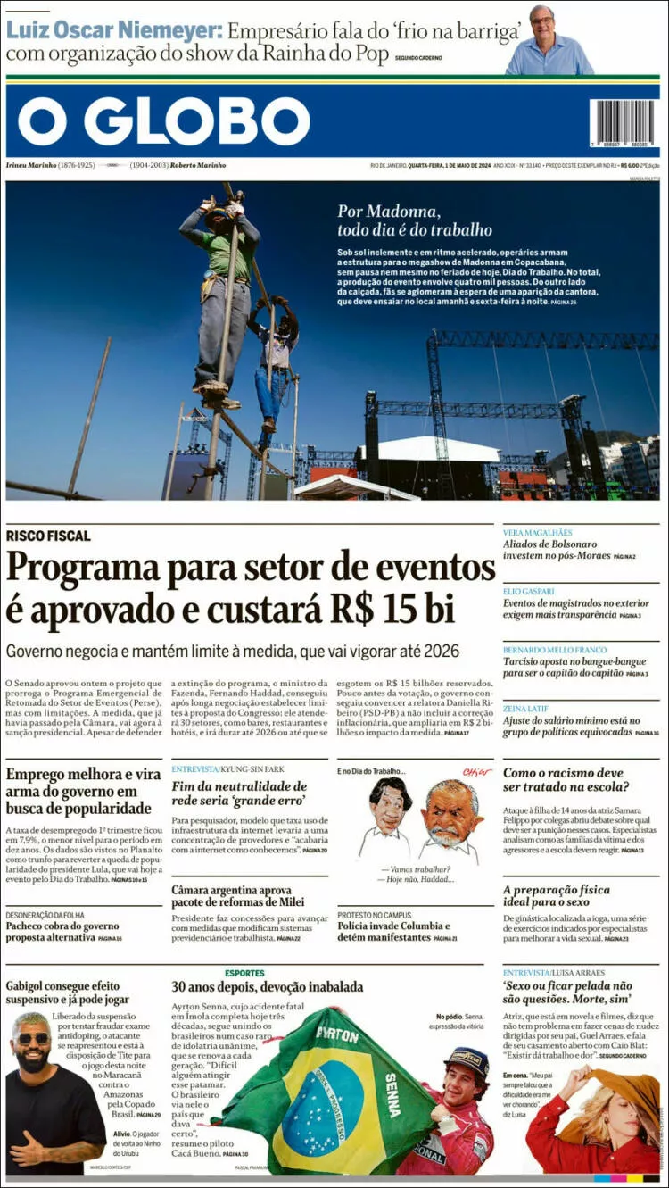 Prima-pagina-globo-oggi-edizione-del-2024-05-01