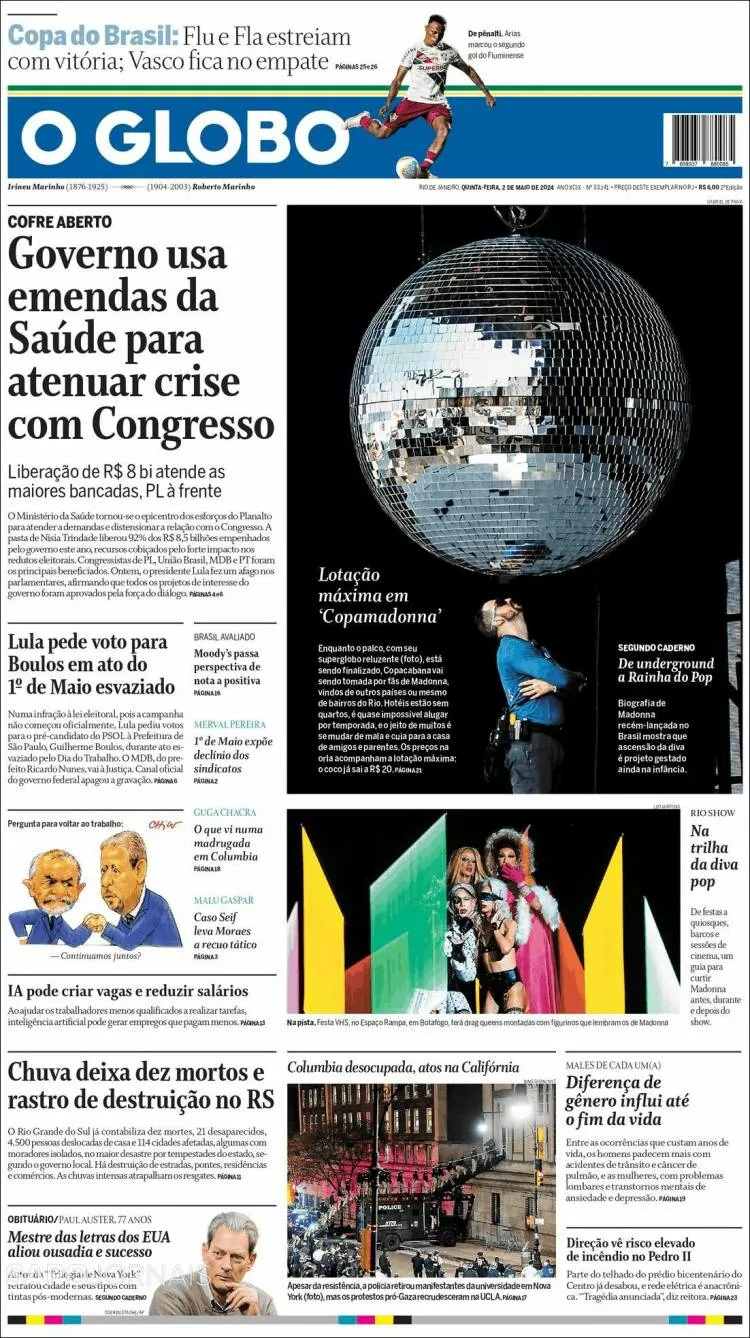 Prima-pagina-globo-oggi-edizione-del-2024-05-02