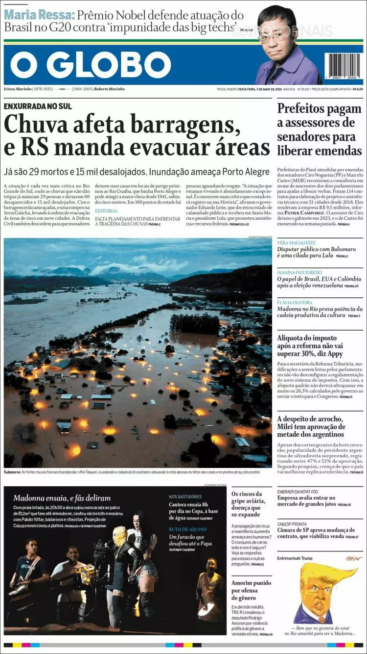 Prima-pagina-globo-oggi-edizione-del-2024-05-03