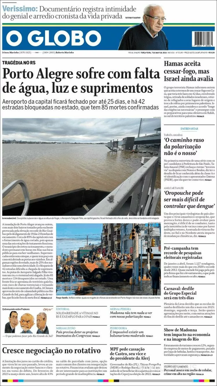 Prima-pagina-globo-oggi-edizione-del-2024-05-07