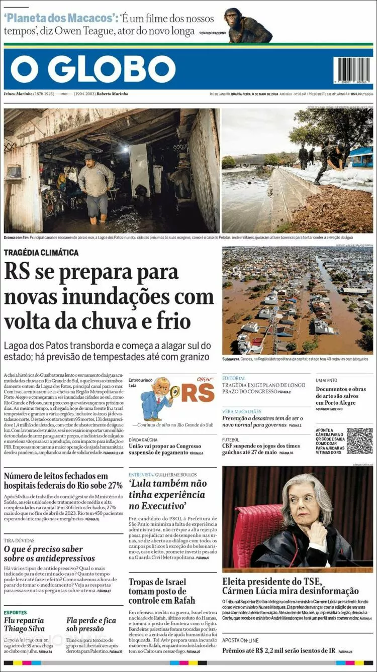 Prima-pagina-globo-oggi-edizione-del-2024-05-08