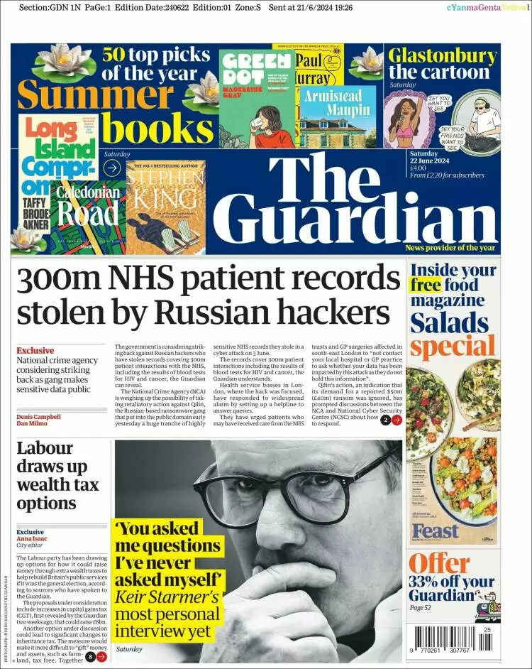 Prima-pagina-guardian-edizione-di-oggi-2024-06-22