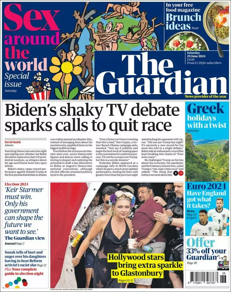 Prima-pagina-guardian-edizione-di-oggi-2024-06-29