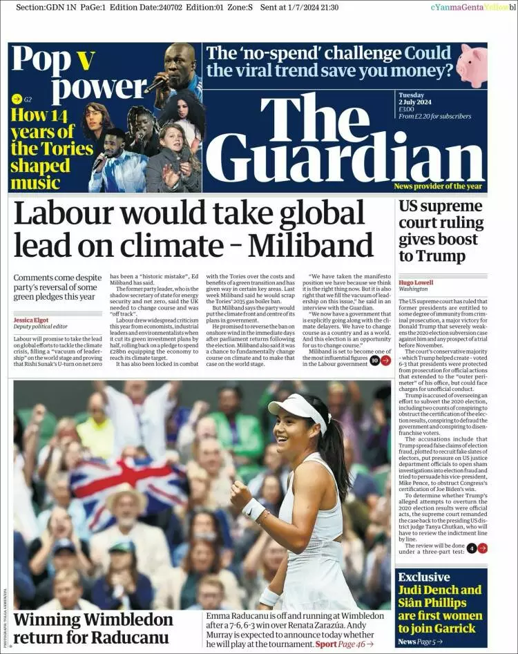 Prima-pagina-guardian-edizione-di-oggi-2024-07-02