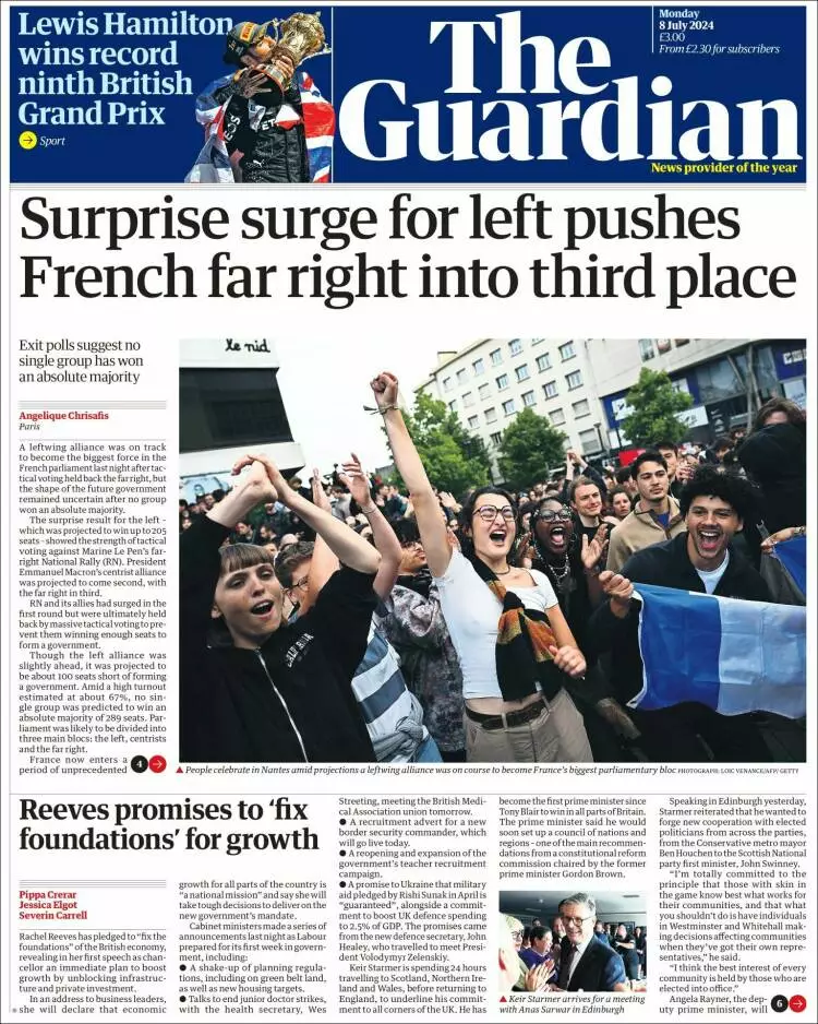 Prima-pagina-guardian-edizione-di-oggi-2024-07-08