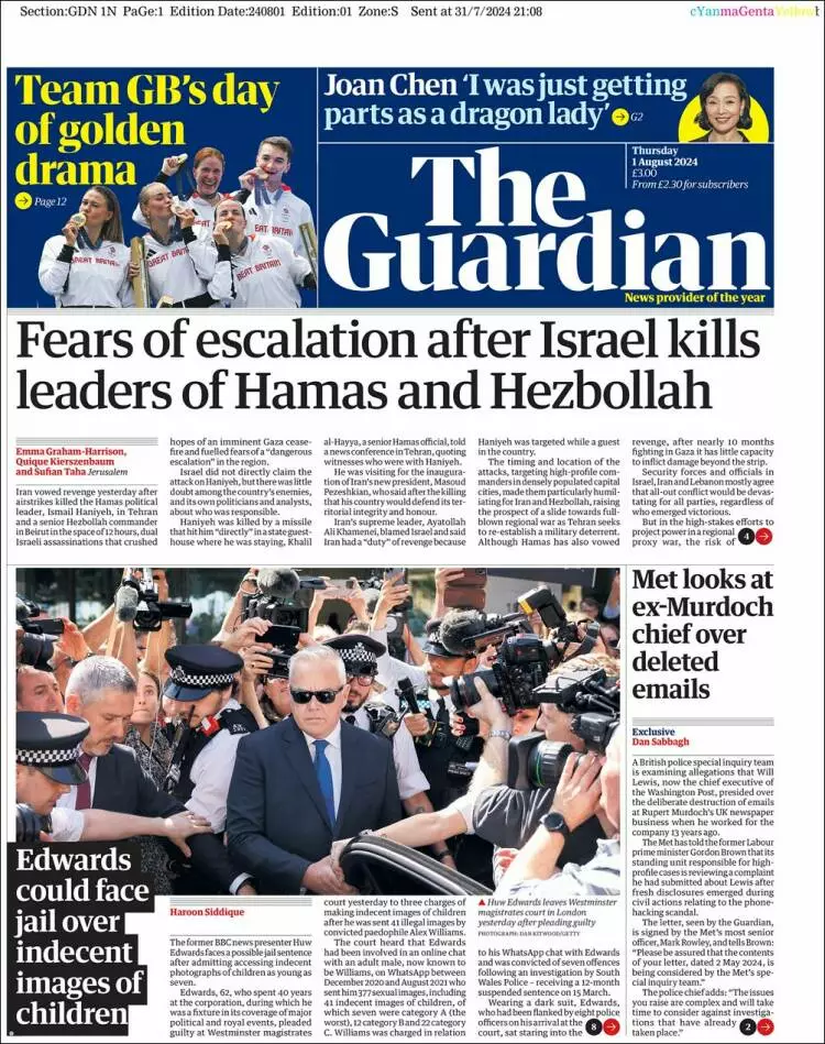 Prima-pagina-guardian-edizione-di-oggi-2024-08-01