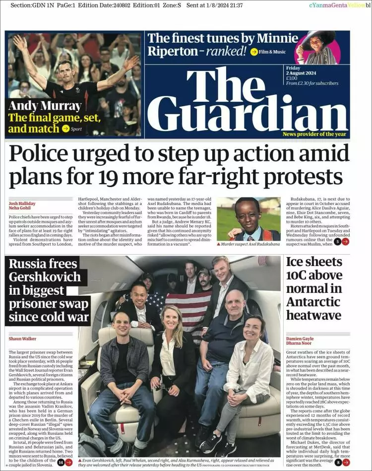 Prima-pagina-guardian-edizione-di-oggi-2024-08-02