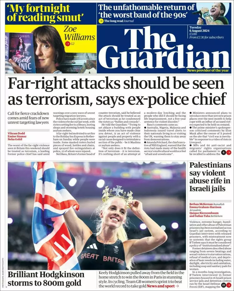 Prima-pagina-guardian-edizione-di-oggi-2024-08-06