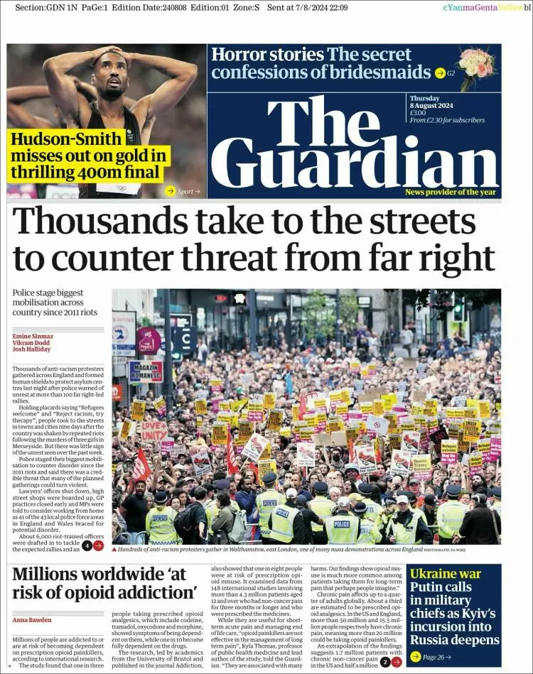 Prima-pagina-guardian-edizione-di-oggi-2024-08-08