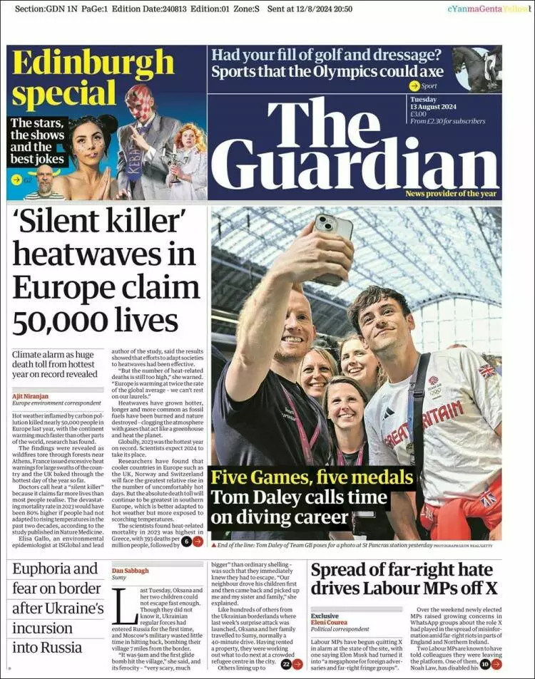 Prima-pagina-guardian-edizione-di-oggi-2024-08-13