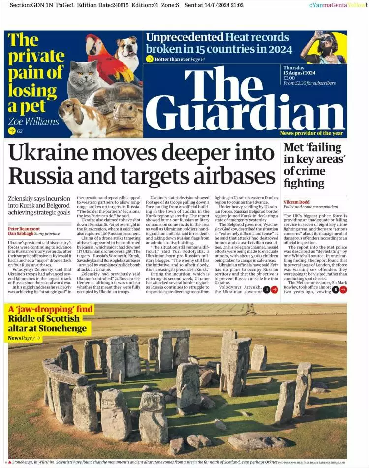 Prima-pagina-guardian-edizione-di-oggi-2024-08-15