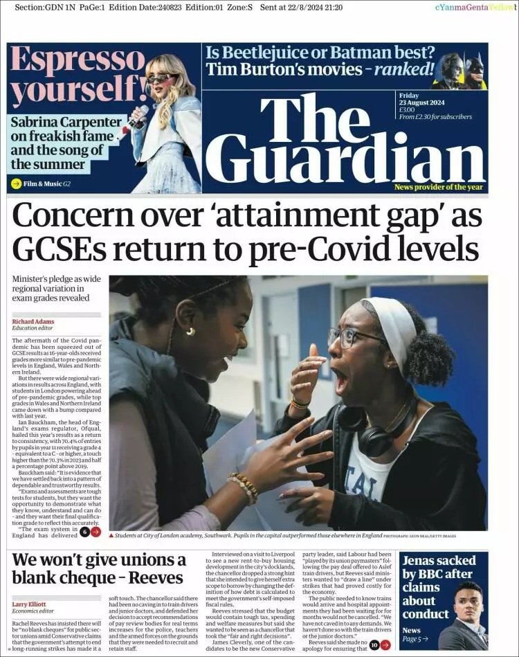 Prima-pagina-guardian-edizione-di-oggi-2024-08-23