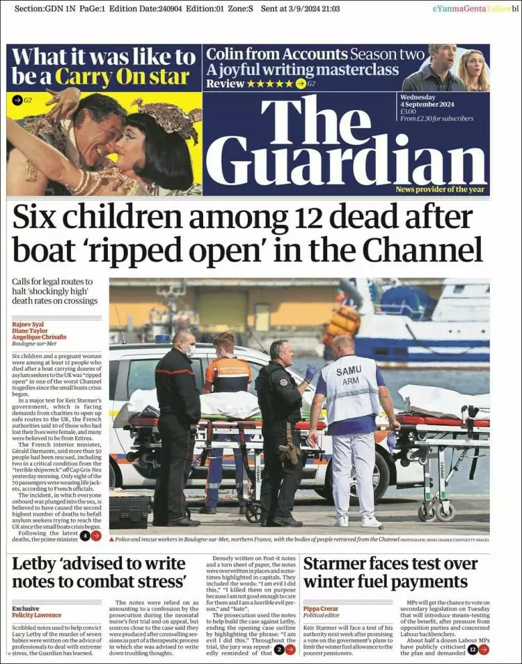 Prima-pagina-guardian-edizione-di-oggi-2024-09-04