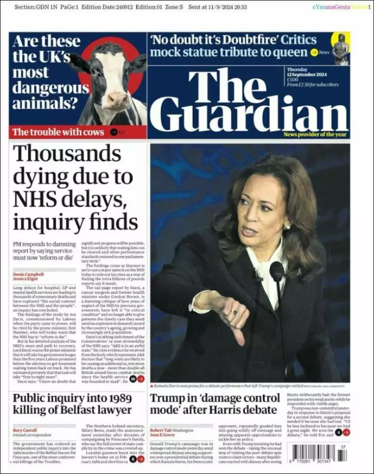 Prima-pagina-guardian-edizione-di-oggi-2024-09-12