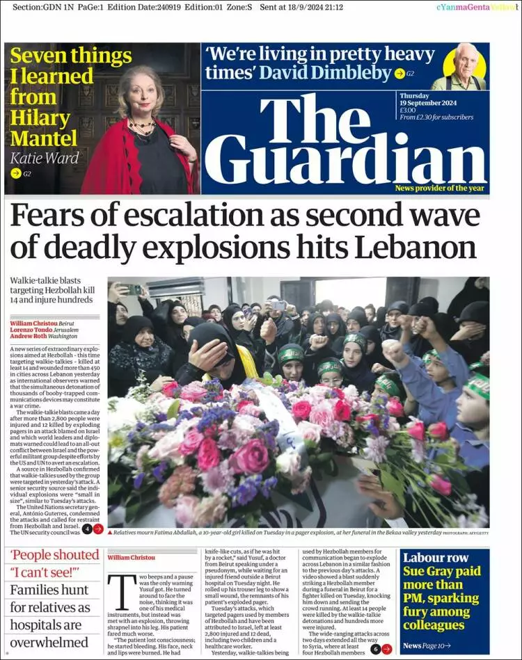 Prima-pagina-guardian-edizione-di-oggi-2024-09-19