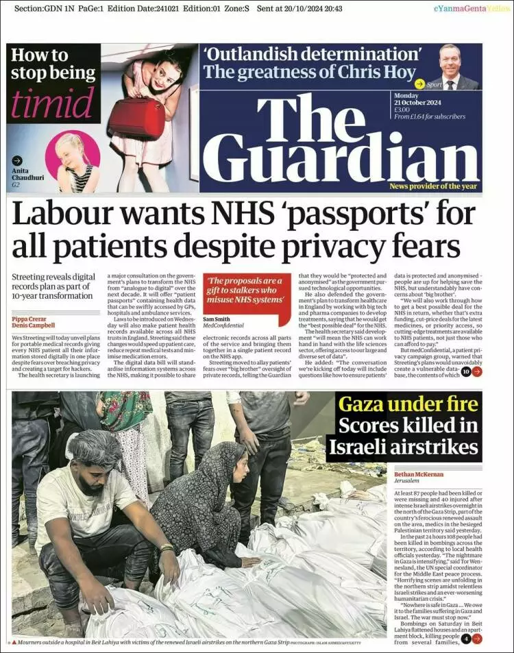 Prima-pagina-guardian-edizione-di-oggi-2024-10-21