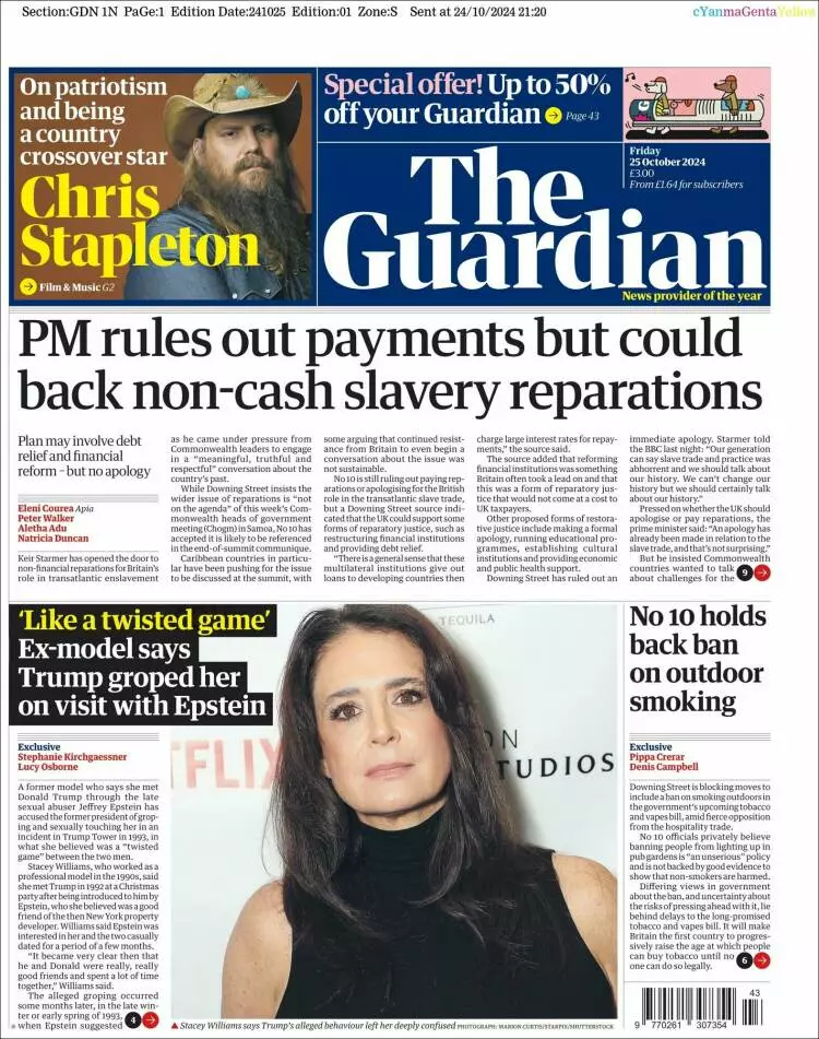 Prima-pagina-guardian-edizione-di-oggi-2024-10-25