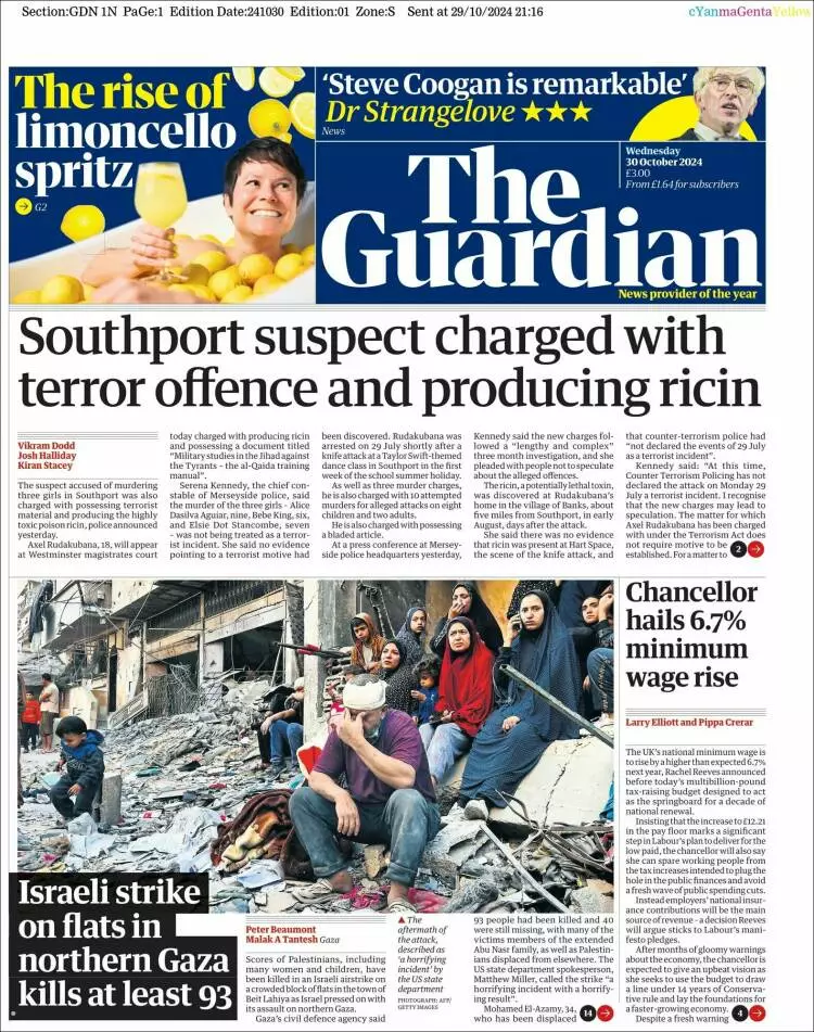 Prima-pagina-guardian-edizione-di-oggi-2024-10-30