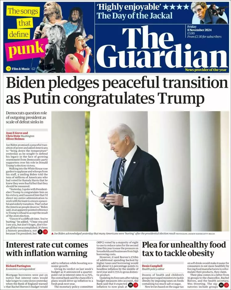 Prima-pagina-guardian-edizione-di-oggi-2024-11-08