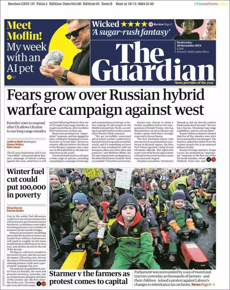 Prima-pagina-guardian-edizione-di-oggi-2024-11-20