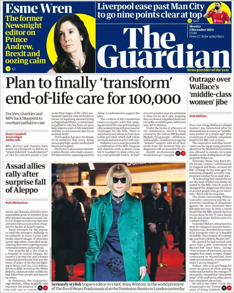 Prima-pagina-guardian-edizione-di-oggi-2024-12-02