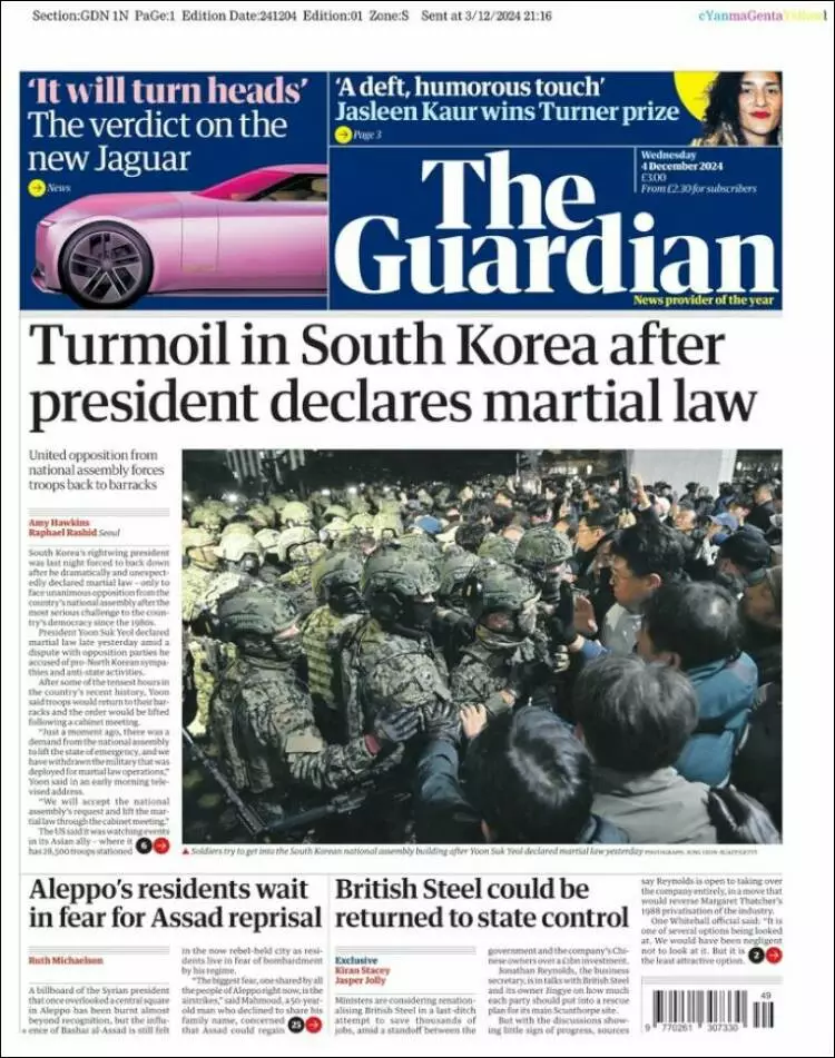 Prima-pagina-guardian-edizione-di-oggi-2024-12-04