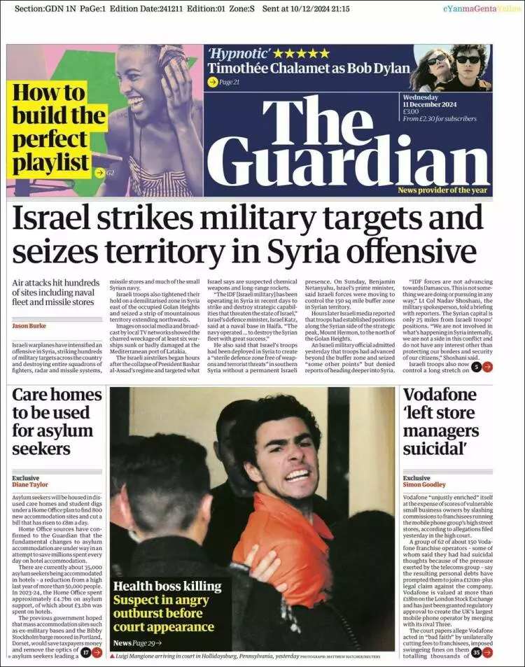 Prima-pagina-guardian-edizione-di-oggi-2024-12-11