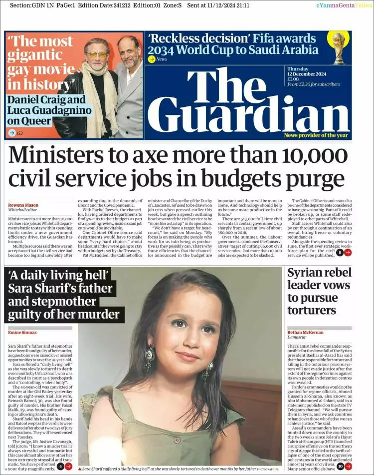 Prima-pagina-guardian-edizione-di-oggi-2024-12-12