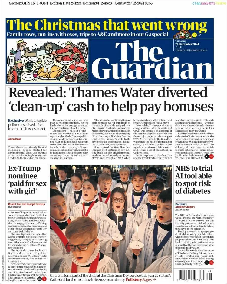 Prima-pagina-guardian-edizione-di-oggi-2024-12-24