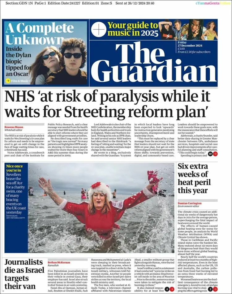 Prima-pagina-guardian-edizione-di-oggi-2024-12-27