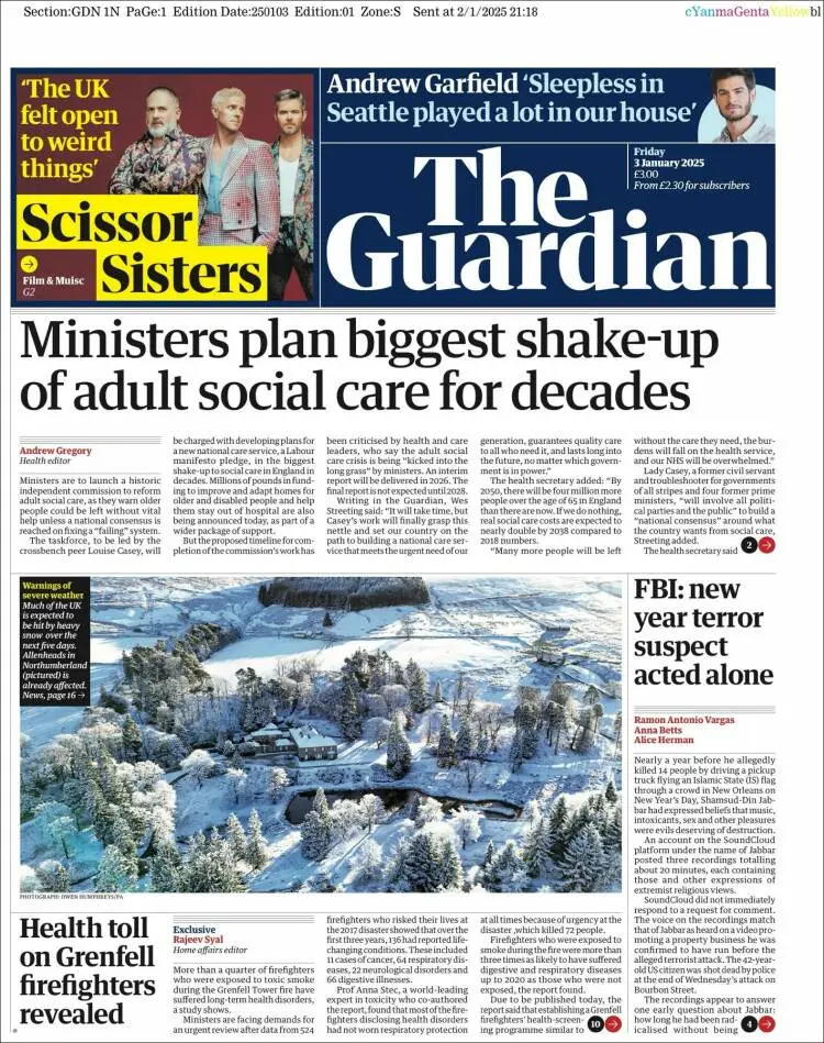 Prima-pagina-guardian-edizione-di-oggi-2025-01-03