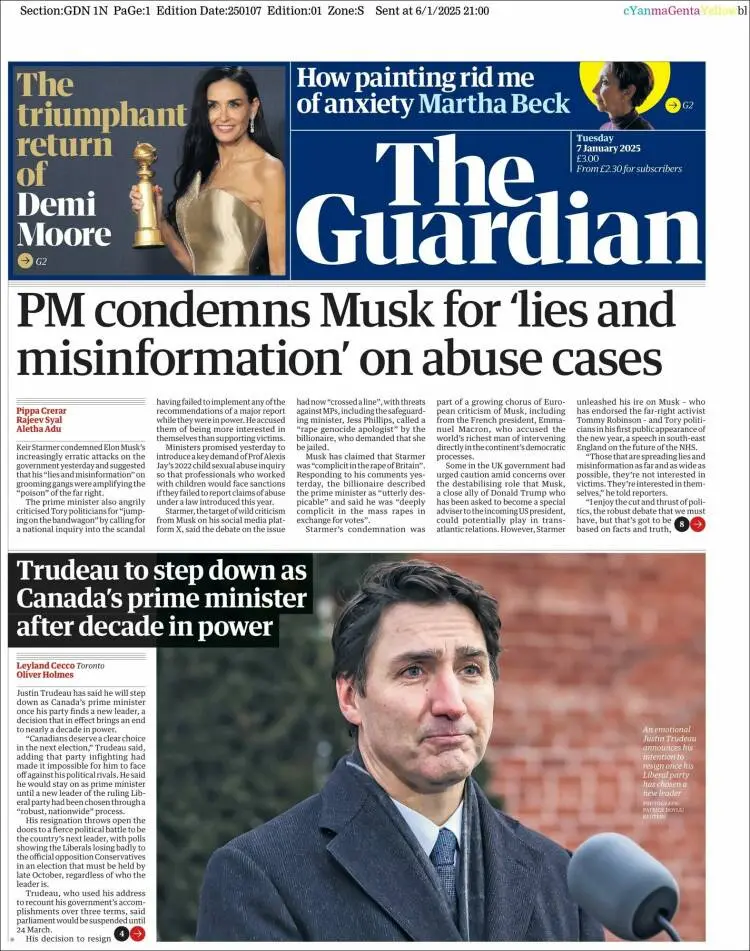 Prima-pagina-guardian-edizione-di-oggi-2025-01-07