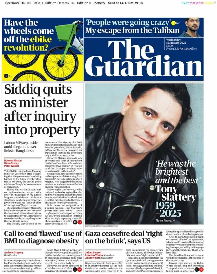 Prima-pagina-guardian-edizione-di-oggi-2025-01-15