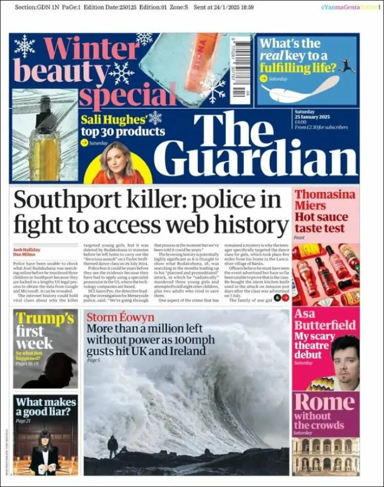 Prima-pagina-guardian-edizione-di-oggi-2025-01-25