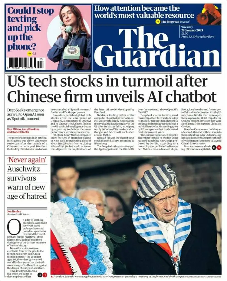 Prima-pagina-guardian-edizione-di-oggi-2025-01-28