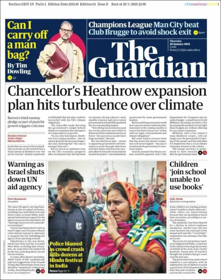 Prima-pagina-guardian-edizione-di-oggi-2025-01-30