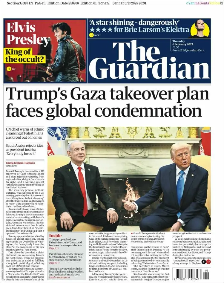 Prima-pagina-guardian-edizione-di-oggi-2025-02-06