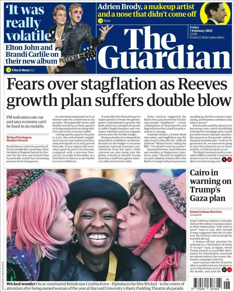 Prima-pagina-guardian-edizione-di-oggi-2025-02-07