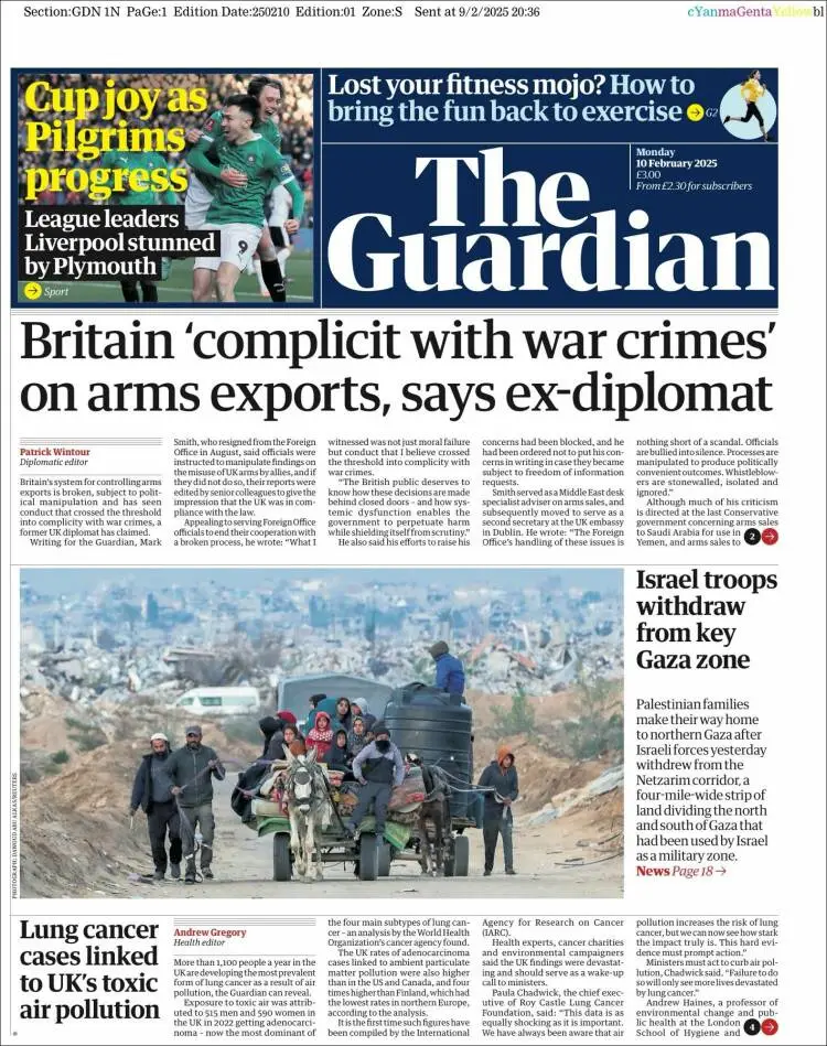 Prima-pagina-guardian-edizione-di-oggi-2025-02-10