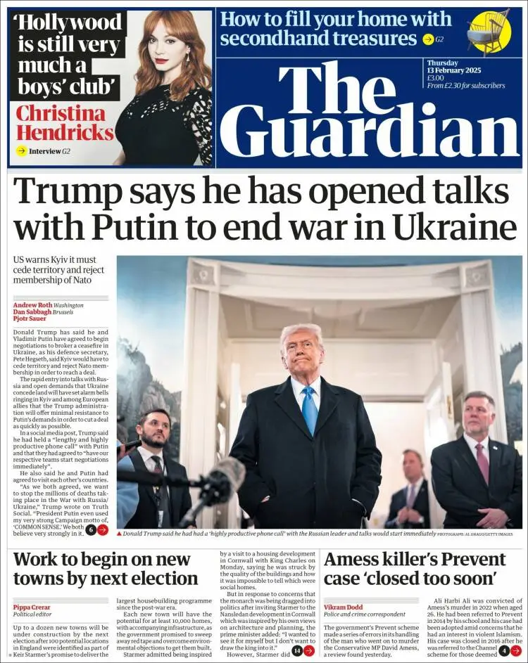 Prima-pagina-guardian-edizione-di-oggi-2025-02-14