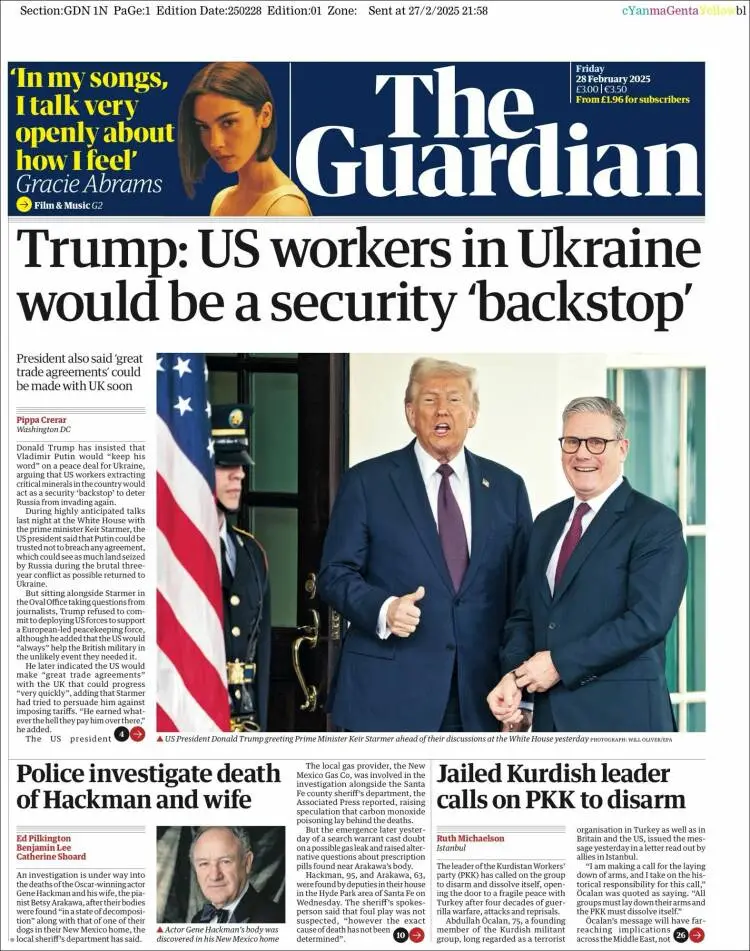 Prima-pagina-guardian-edizione-di-oggi-2025-02-28