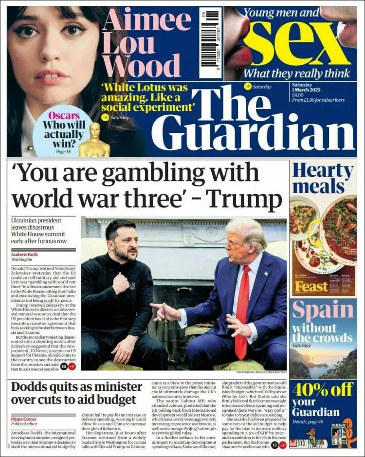 Prima-pagina-guardian-edizione-di-oggi-2025-03-01