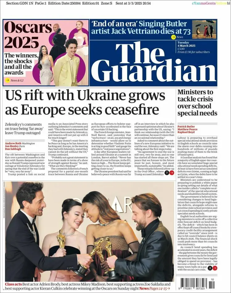 Prima-pagina-guardian-edizione-di-oggi-2025-03-04