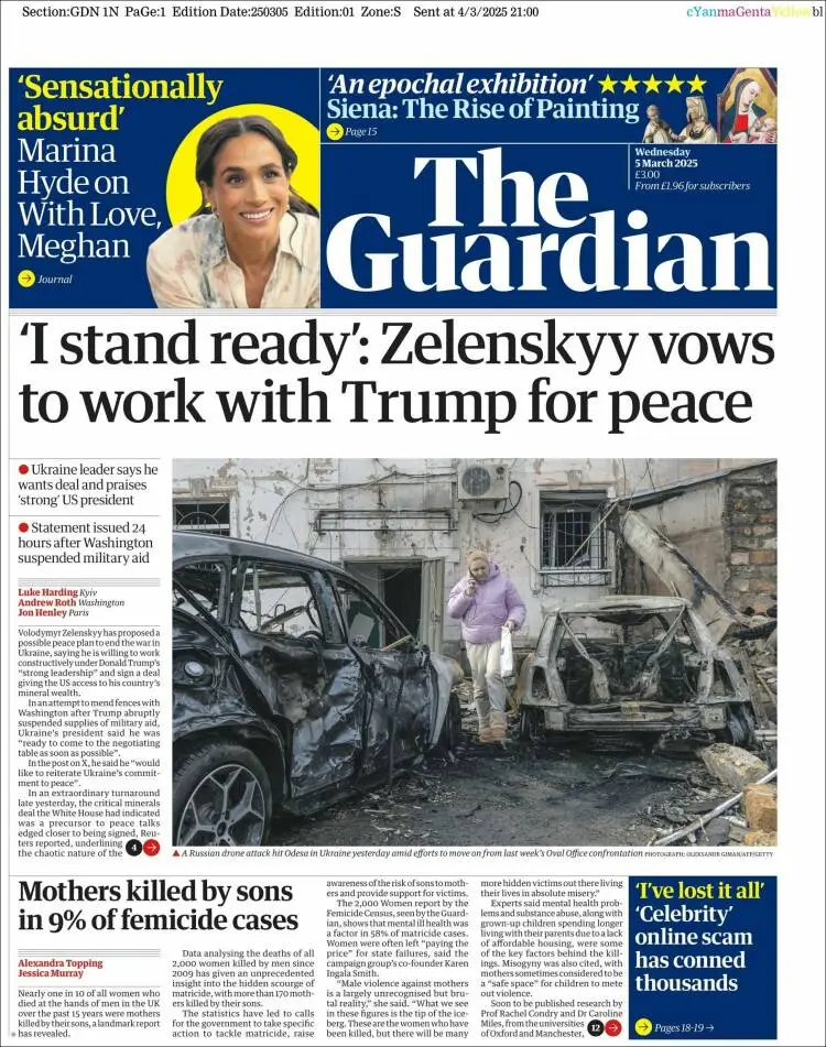 Prima-pagina-guardian-edizione-di-oggi-2025-03-05