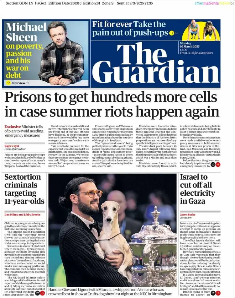 Prima-pagina-guardian-edizione-di-oggi-2025-03-10