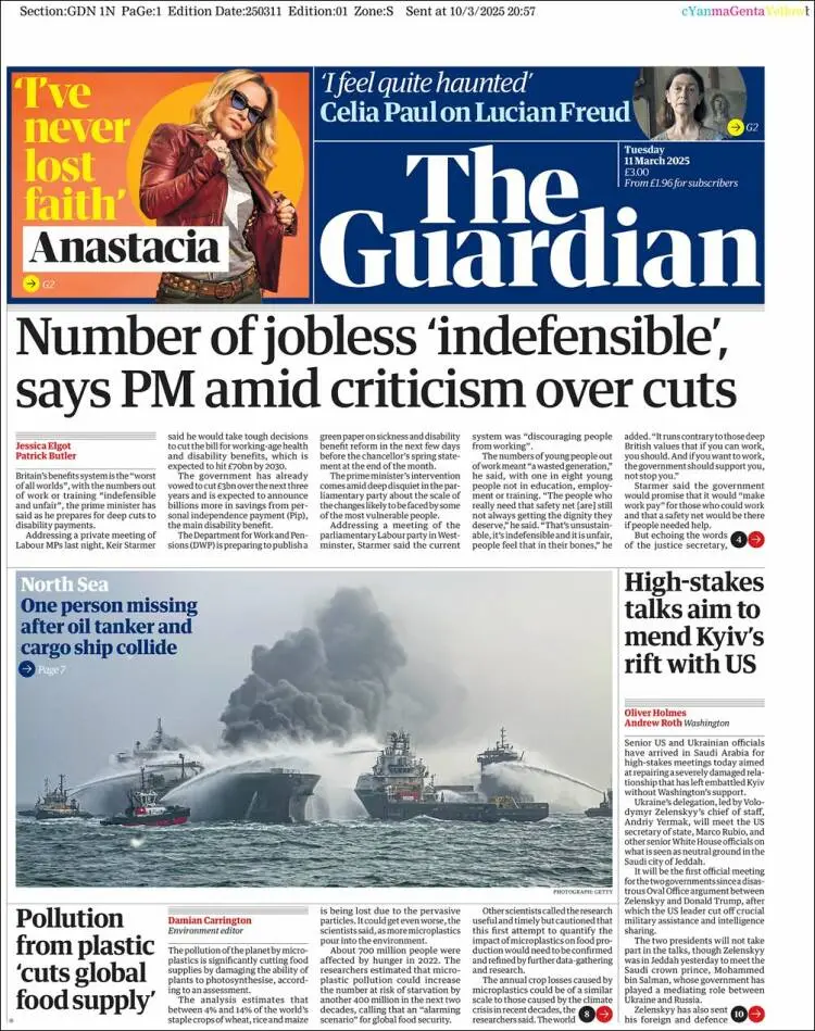 Prima-pagina-guardian-edizione-di-oggi-2025-03-11