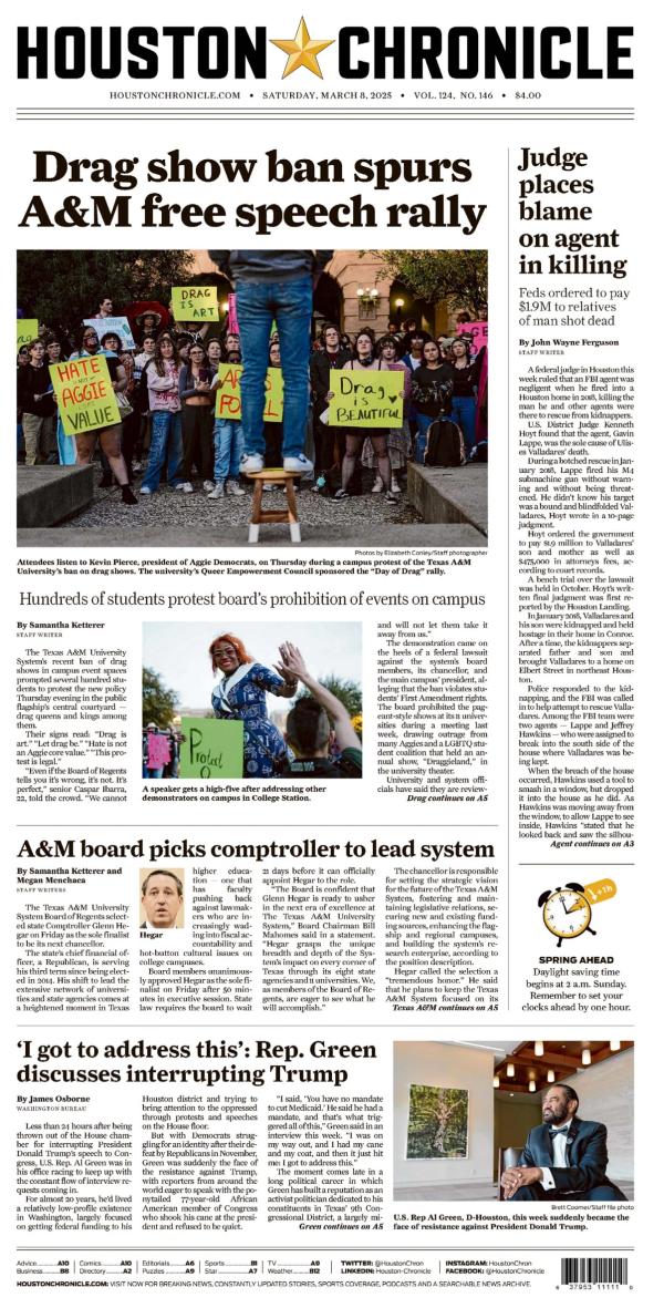 Prima-pagina-houston-chronicle-oggi-edizione-di-oggi-20250308