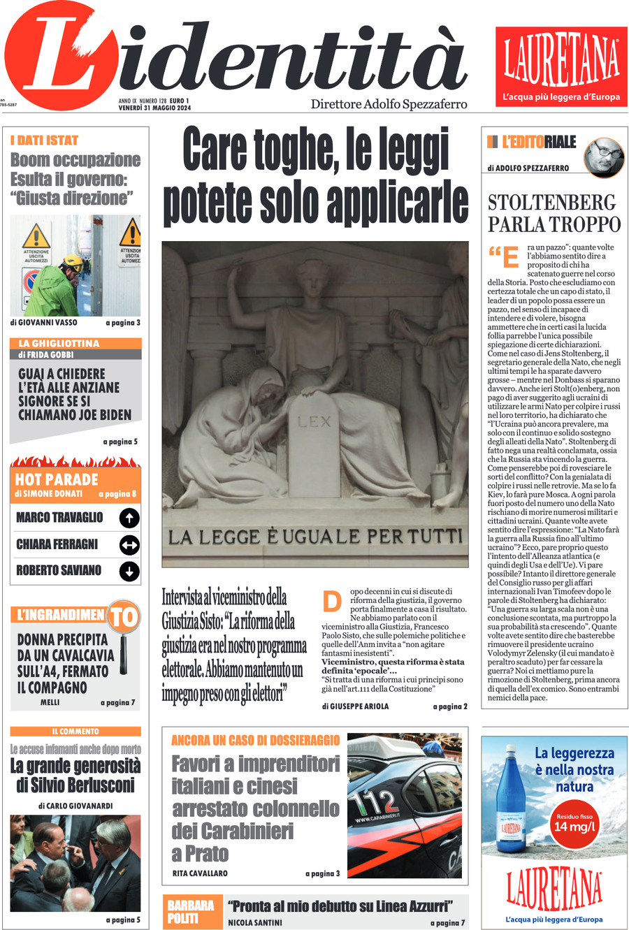 Prima-pagina-identita-edizione-di-oggi-01-06-2024