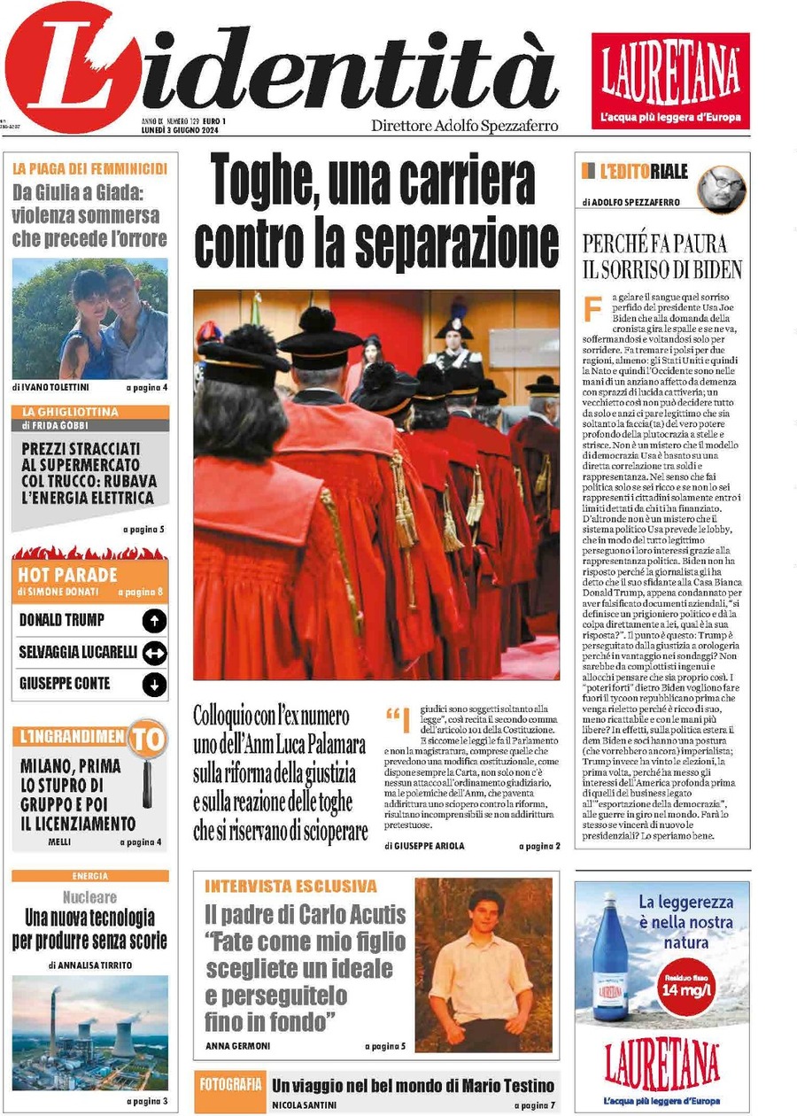 Prima-pagina-identita-edizione-di-oggi-03-06-2024